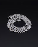 MIAMI ICED CUBAN NECKLACE - WHITE GOLD (15mm)