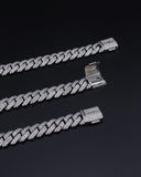 MIAMI ICED CUBAN NECKLACE - WHITE GOLD (15mm)