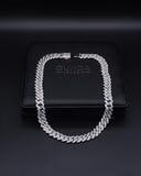 MIAMI ICED CUBAN NECKLACE - WHITE GOLD (15mm)