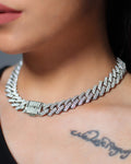 MIAMI ICED CUBAN NECKLACE - WHITE GOLD (15mm)